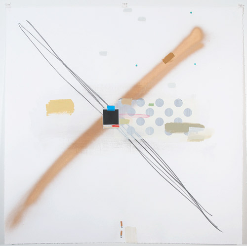 Craig Drennen, Painter E, 2011, graphite, spray paint, acrylic, oil, alkyd on paper, 50 x 50 inches