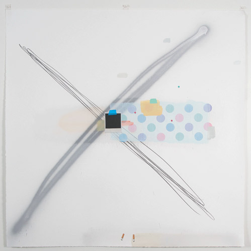 Craig Drennen, Painter F, 2011, graphite, spray paint, acrylic, oil, alkyd on paper, 50 x 50 inches