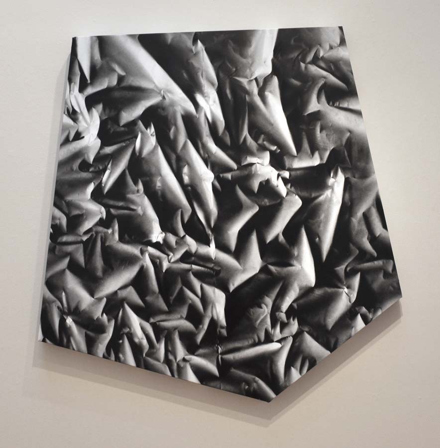 Bonnie Maygarden, Virtuous Reality III, 2013, Enamel on pleather, 48 x 48 inches